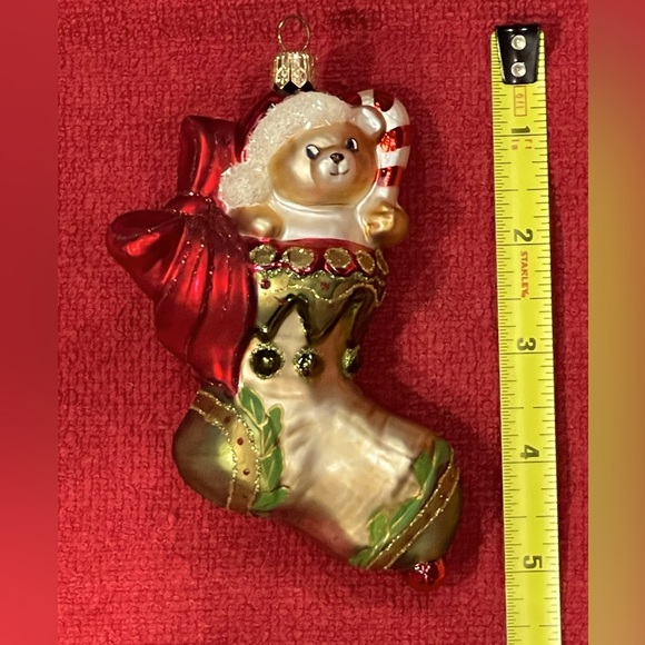 Old World Christmas Teddy Bear Christmas Ornament Blown Glass - Picture 1 of 5
